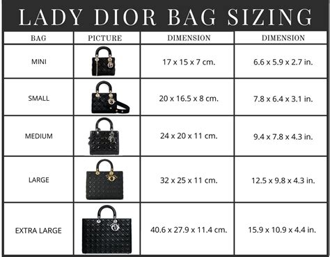 lady dior bag size guide.